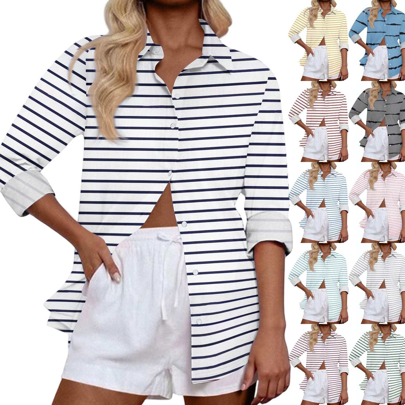 

Women s Casual Fashion Tops Long Sleeve Button Loose Shirt XL червоний