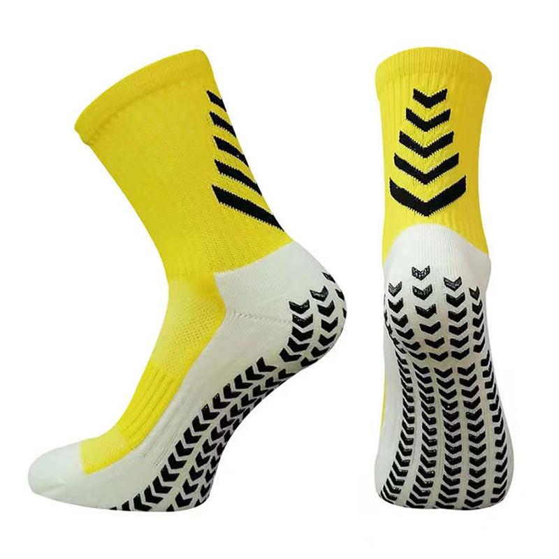 Rutschfeste Fußballsocken Herren Damen Rutschfeste Fußball Basketball Tennis Sportsocken Grip Radfahren Reitsocken Yoga-Socke gelb