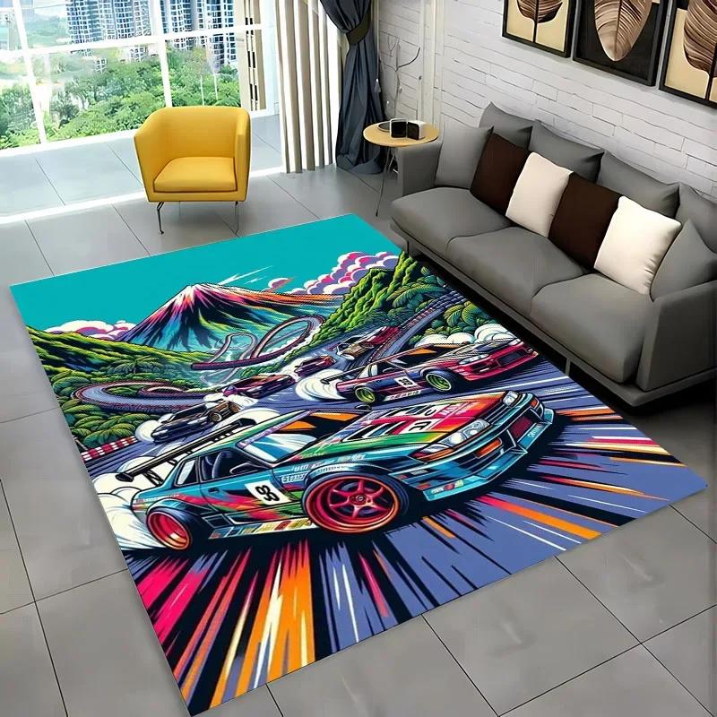 Classic Racing Car Artwork Carpet 3D HD Printed for Living Room Bedroom Mat Sofa Doormat Floor Rug Anti-slip Decor Alfombra Gift