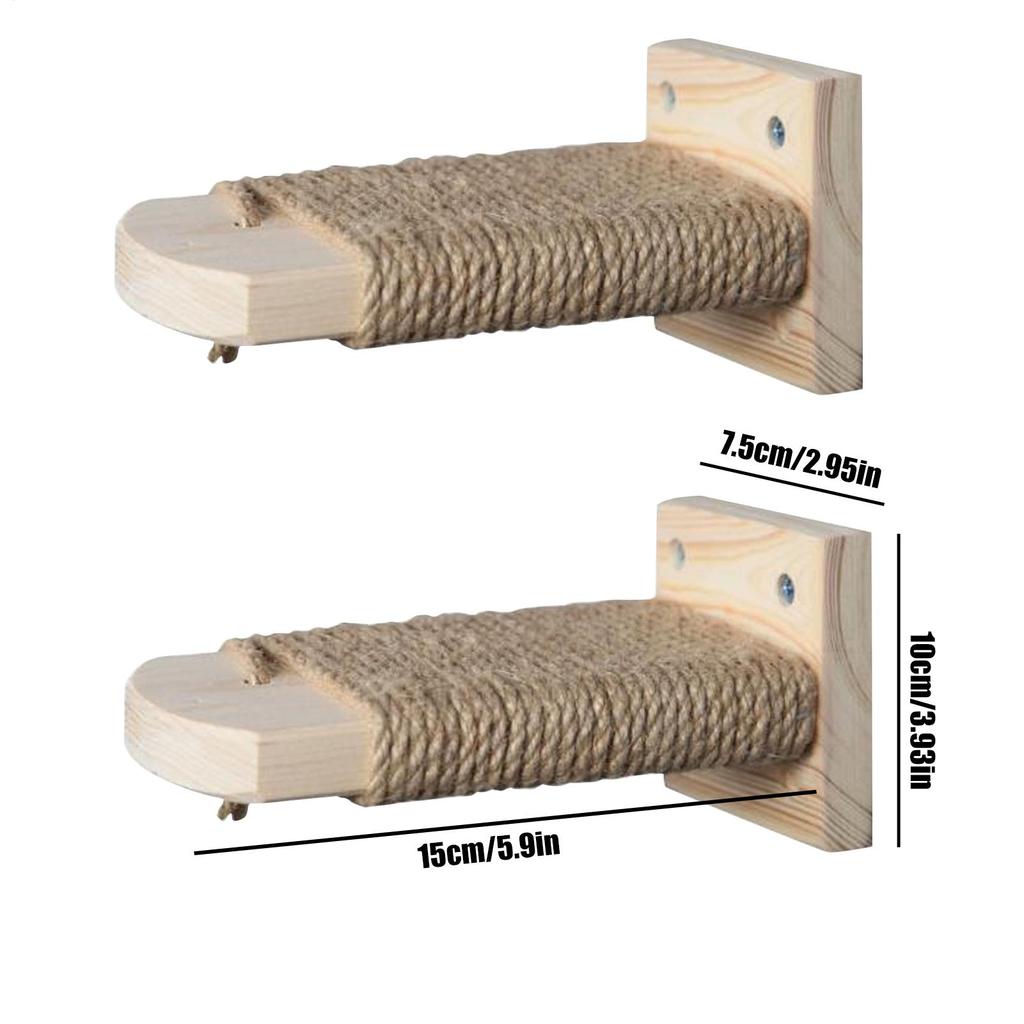 Cat Climbing Steps Senior Cat Wall Shelves 2 Pieces Space Saving Pet Paw Grinding Ladders Wooden for Indoor Kittens