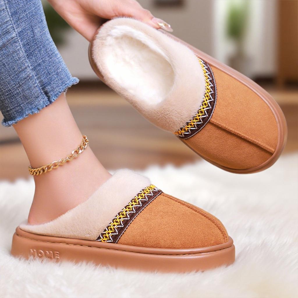 Women's Cotton Shoes with Winter Velvet and Thick Cotton Boots, Plus Size Versatile Women's Short Boots, One Foot Cotton Slippers