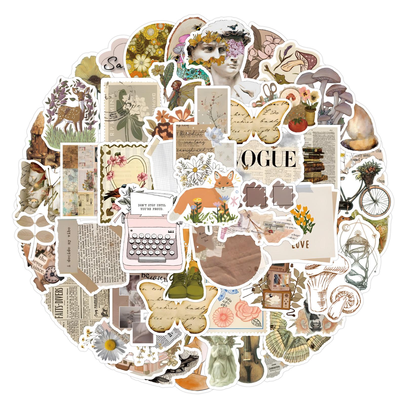 

100 Мультяшных Наклеек в Ретро Стиле с Узором, Персонализированные Декоративные Наклейки для Чемодана, Ноутбука, Персонализированные Водонепроницаемые Наклейки