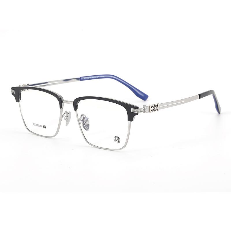 Men's Retro Titanium Ultra-light Eyebrow Bar Half-Frame Glasses for Myopia