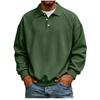 Men's Long Sleeve Sweatshirt with Button and Ribbed Trim Casual Pullover Top
