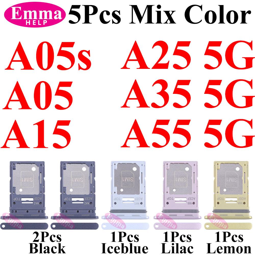 5Pcs Mix Color SIM tray Holder SD Card Power Volume Buttons Side Key On Off Adapter Drawer For Samsung A05 A05s A15 A25 A35 A55