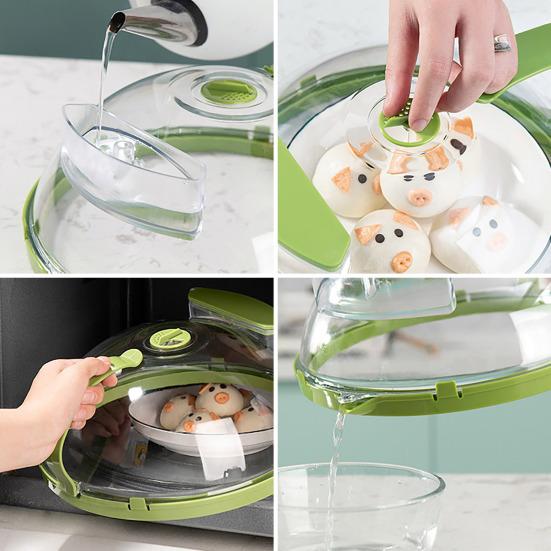 Microwave Splatter Cover with Water Steamer And Handle Tall Dome Food Cover Keeps Food Moist Saves Time And Energy Easy Clean Splash Guard for