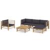VidaXL Garden Lounge Set 6 Pcs with Dark Grey Cushions Bamboo