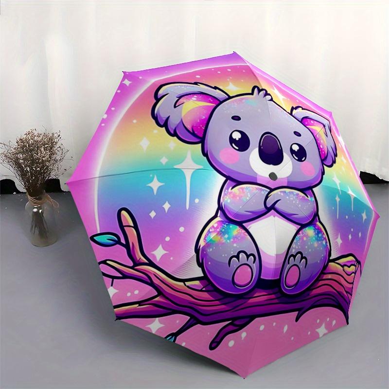 1pc Energetic Koala Durable Cartoon Folding Umbrella, Portable 3-Fold Compact Umbrella for Men and Women, Suitable for Travel or Daily Use.H