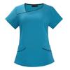 Women's Quick Drying Fabric Color Slanted Collar Pocket Short Sleeved Pants Set Workwear