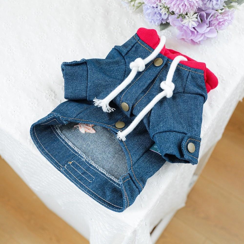 Comfortable Dog Jean Jacket Windproof Dog Coats Fashion Pet Denim Hoodie Daily Wear
