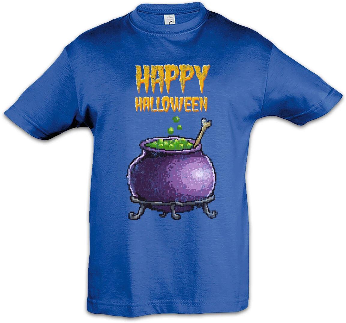 Pixel Happy Halloween Kids Boys kids boys T-Shirt Gamer Geek Nerd Fun Witch Cauldron 130