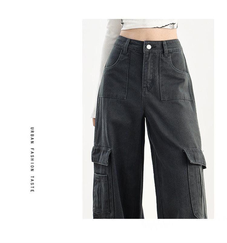 Women's Brown Velvet Wide-Leg Cargo Pants with Multi-Pockets - Spring 2025 Hiking & Casual Wear