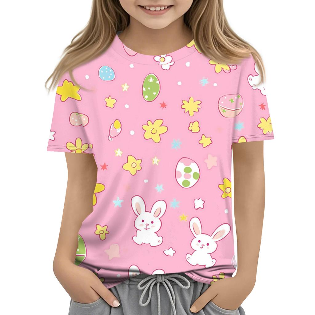 Children's Easter Printed Round Neck Short Sleeved Casual T-shirt