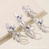 2024 Luxury 3-Piece Rhinestone Flower Teardrop Ring Set for Banquets & Weddings