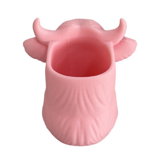 Highland Cow Pen Holder Cute Desk Organizer for Office Dorm Home Multipurpose Makeup Brush Cup Farmhouse Vanity Accessory Gift for Cow Lovers