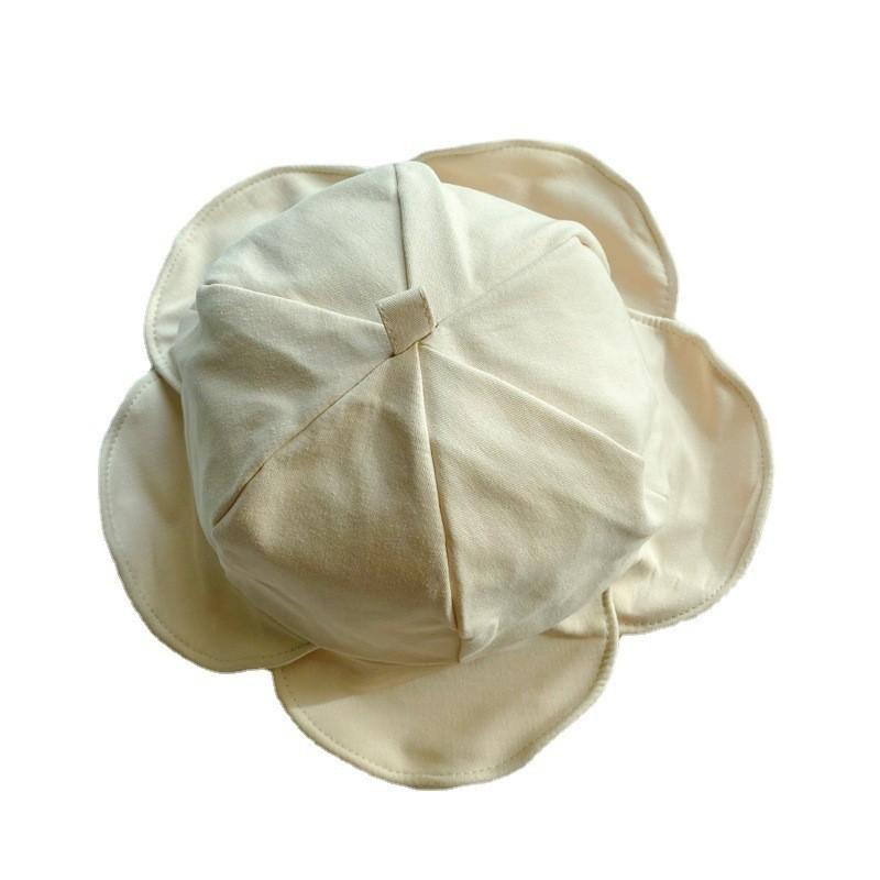 Simple Wide Brim Bucket Hat For Women In White Cotton Polyester Blend