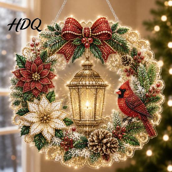 Home Decoration Ornaments Christmas Faux Pearl Art Hanging Ornament Kit Acrylic Glowing Holiday Decor Garden for Tree Window DIY Festive Pendant