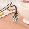 Fashion Rose Flower Tibetan  Color Pendant Necklace Choker Charm Black Leather Cord Factory Price Handmade Gift