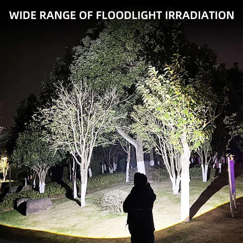 High Power Outdoor LED Flashlights USB Rechargeable Strong Hand Light Multifunctional Torch Lamp For Emergency Fishing Camping