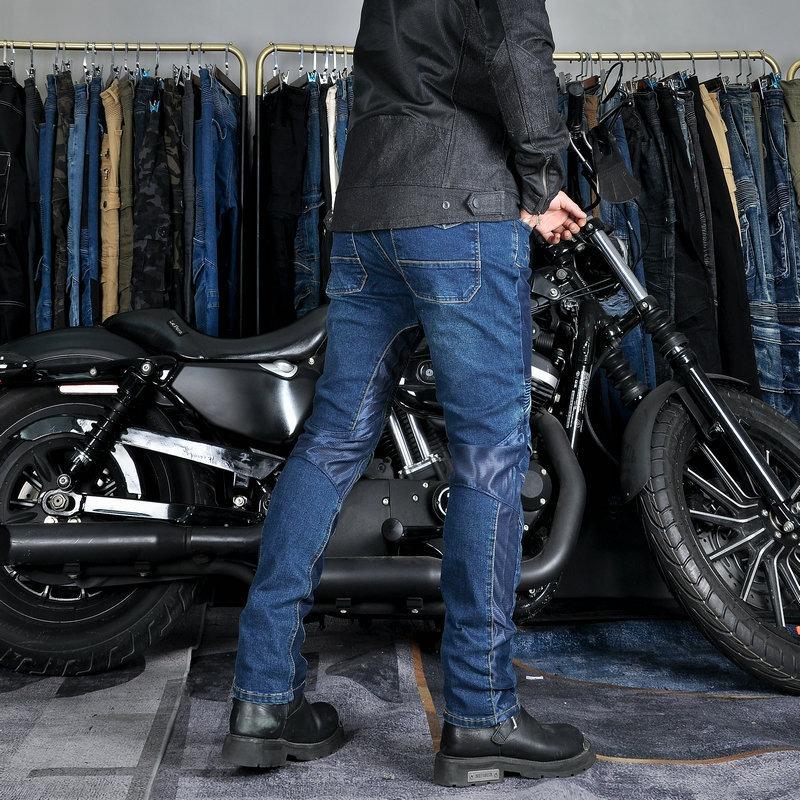 New Product Motorcycle Jeans Men's Summer Mesh Breathable Outdoor Locomotive Elastic Anti-drop Riding Pants