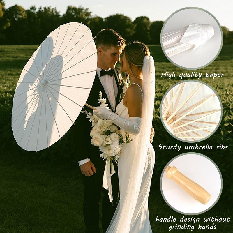 8/12/24/36/50PCS 60/84cm White Paper Umbrellas Wedding Paper Parasol for Guests Umbrella for Baby Shower Party Decor Photo Props