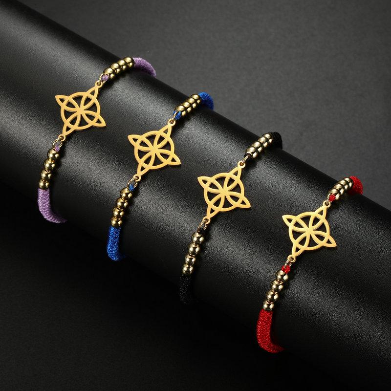 Unisex Adjustable Classic Witch Knot Bracelet - Black & Red Woven Rope