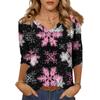 Women's T Shirt CHristmas Print 3/4 Sleeve Daily Weekend Fashion Basic V- Neck Regular Top