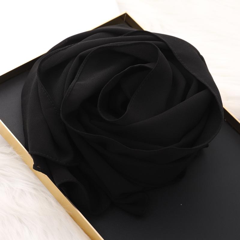 

Muslim Hijab Scarf With Zipper Plain Bubble Chiffon Ready to Wear Veiled Hijab Wrap Solid Shawls Headscarf Turban Ramadan