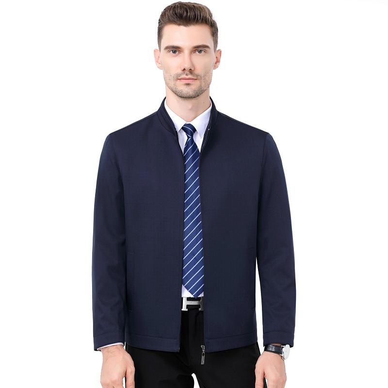 

Mulberry Silk Jacket Men s Stand-up Collar Business Casual Top Autumn New Solid Color Middle-aged and Elderly Non-iron Coat Jacket 170