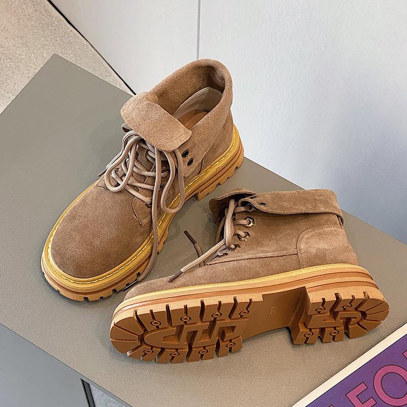 

Женские ботинки Мартин весна, осень и зима новые кожаные ботинки на платформе короткие ботинки ретро желтые ботинки 40