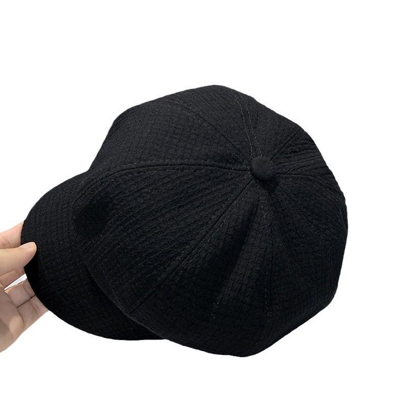With Beret Retro Solid Color Design And Needle Buckle Decoration For Daily Wear