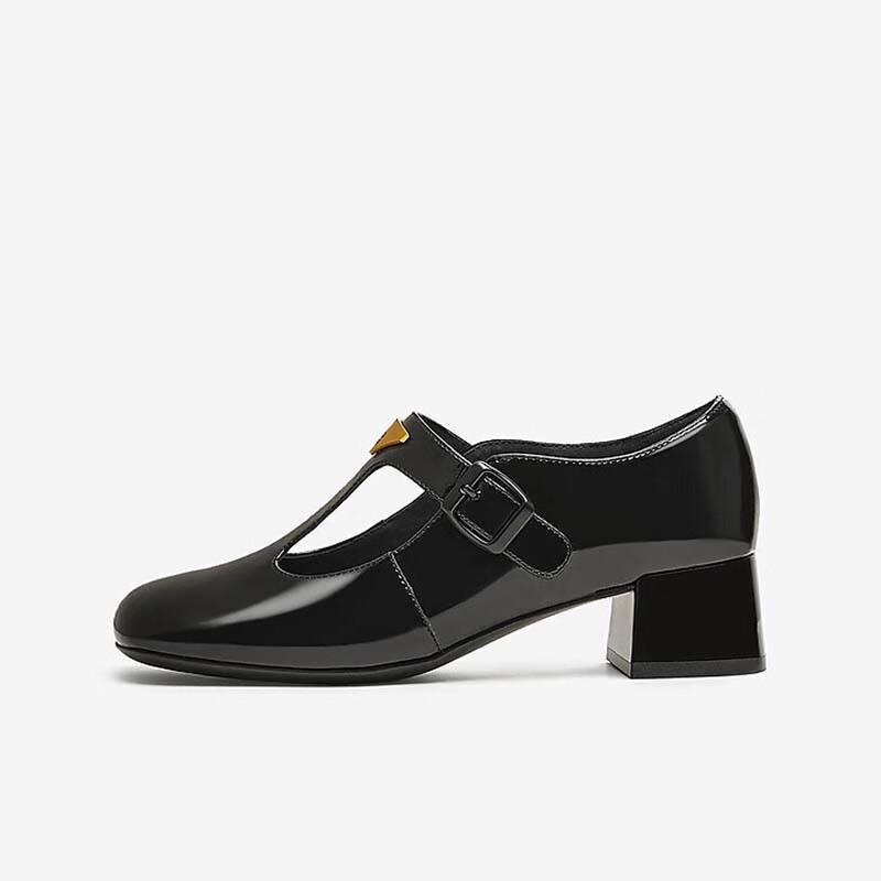 TATA Retro Chic Chunky Heel Mary Jane Shoes for Women 36