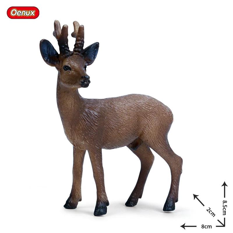 Oenux Forest Deer Animals Simulation Wild White-Tailed Elk Action Figures Moose Figurines Model Decoration Toy Kids Xmas Gift