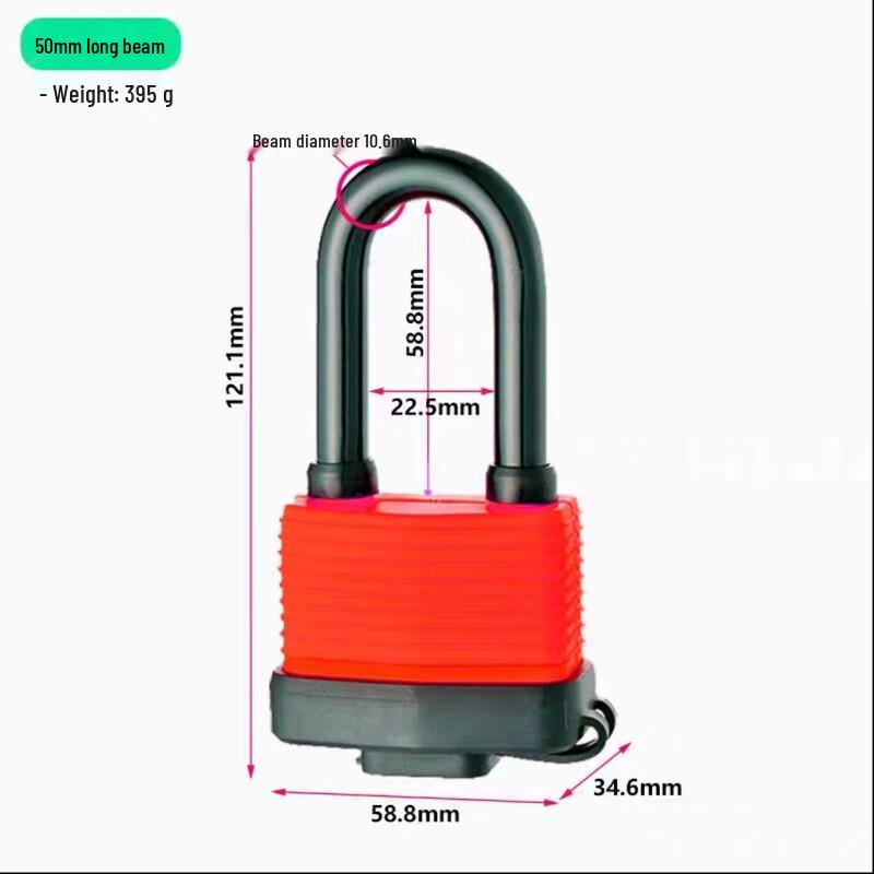 RYZH Waterproof Long Shackle Padlock 50mm