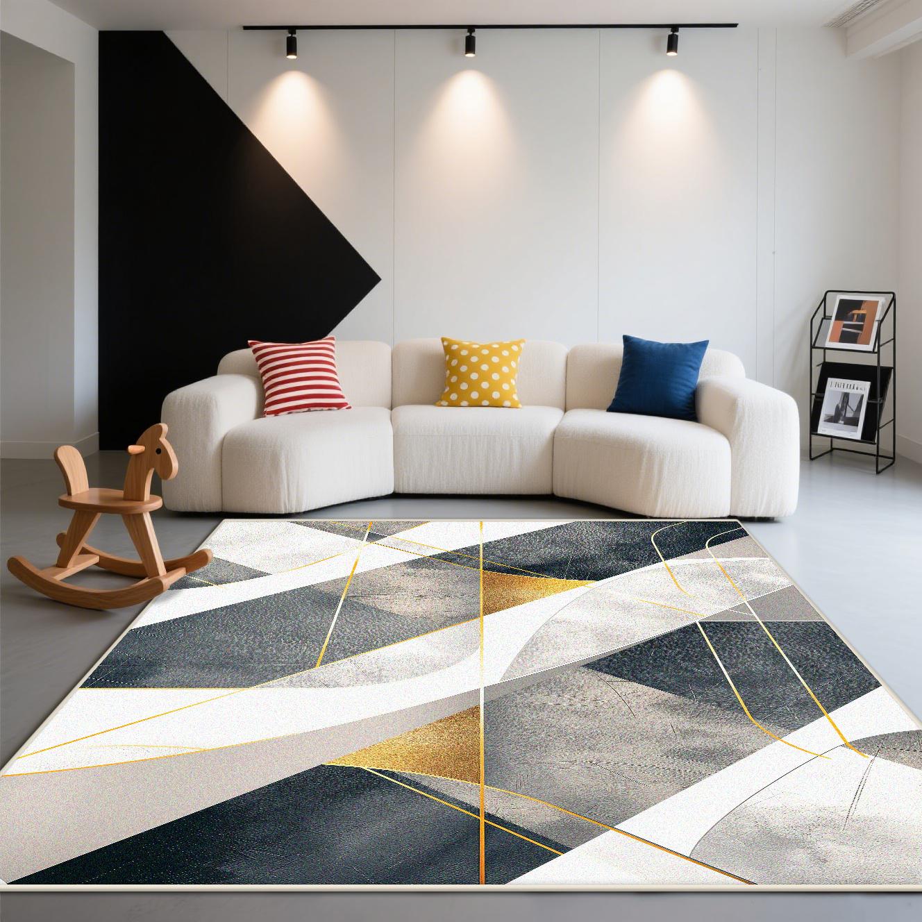 

Nordic Style Striped Easy Cleaning Carpet Home Living Room Geometric Non-slip Bedroom Rug Lint-free Big Size Cloakroom Floor Mat 40cm x 60cm