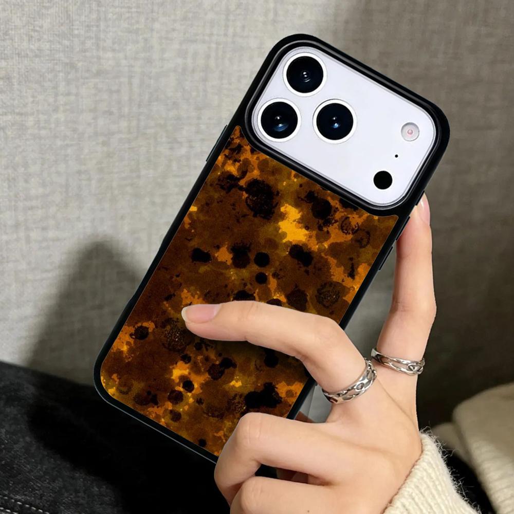 Capa Case for iPhone 17 Air 16 Pro Max 15 Plus 11 13 Mini 14 12 Back Phone Cover Tortoise Shell Pattern polished Marble