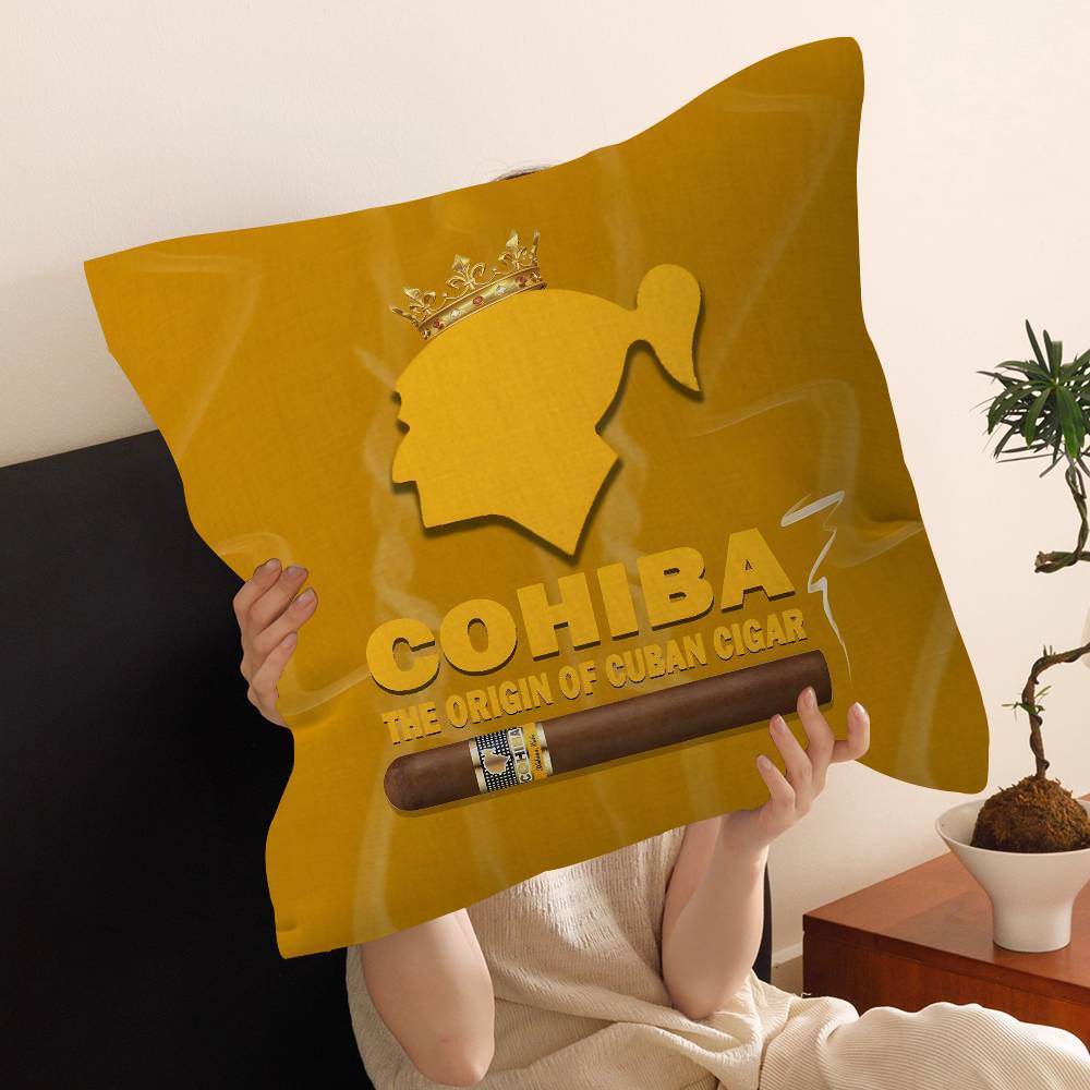 C-Cohibas Cigarette Office Cushion Pillowcase Car Cushion Cover45X45CM Lumbar Pillowcase Sofa Pillowcover