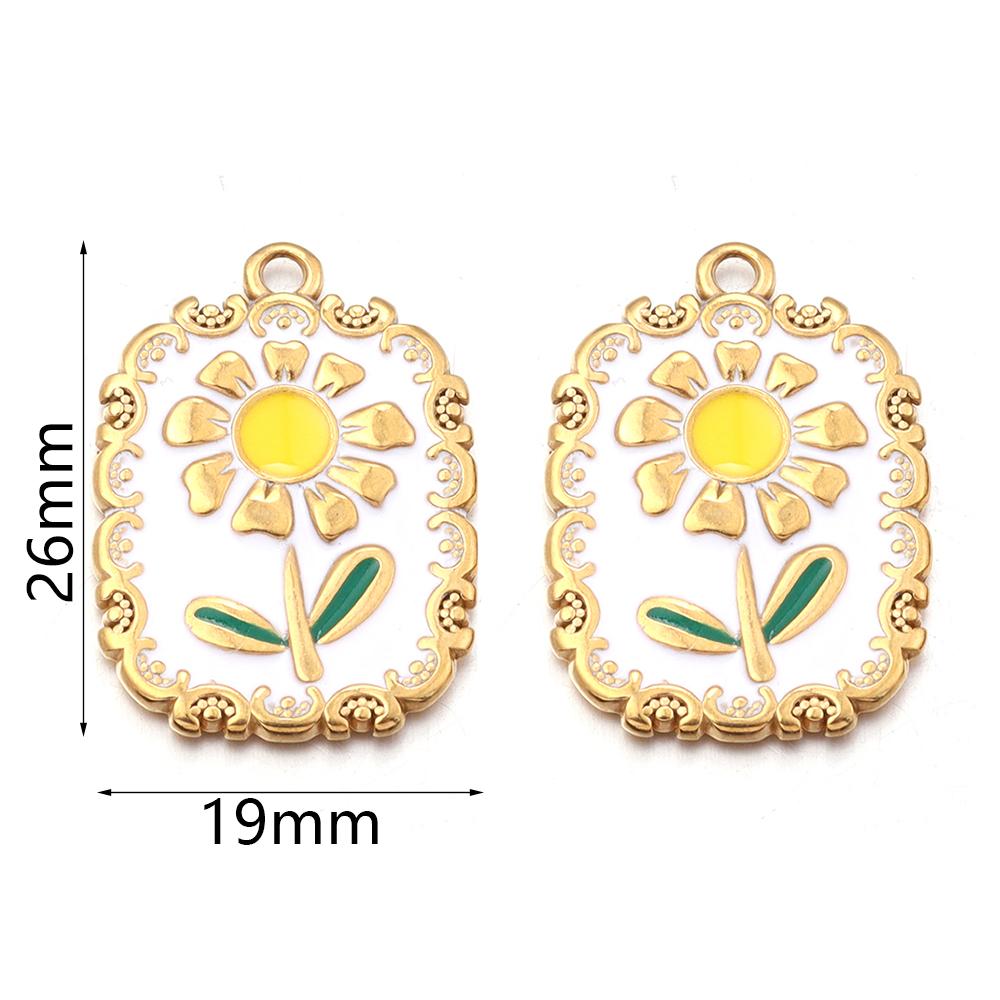 2pcs/lot Stainless Steel Enamel Charms Cute Fruit Strawberry Cherry Banana Flower Leaf Pendants For DIY Jewelry Making Necklace
