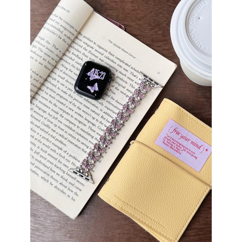 Butterfly Diamond Elastic Strap for Apple 11th Gen iWatch 10987E, Huawei GT6, Xiaomi 9 Pro