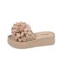 Fashion Flower Slippers Women Summer Platform Shoes Shale Female Beach Low Slides Pantofle Sabot 2025 Fabric Rome Hoof Heels Scandals Ru