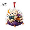 Reading Themed Window Hanging Halloween Ghost Ornament, Acrylic Holding Book Pumpkin Bookshelf Ornaments Black Cat Mummy Decor, 2D Cartoon Bookish