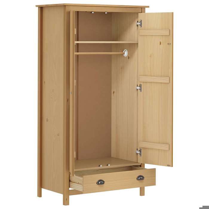 Armoire - VIDAXL - Hill - Bois massif - 2 portes - 1 tiroir - 170 cm