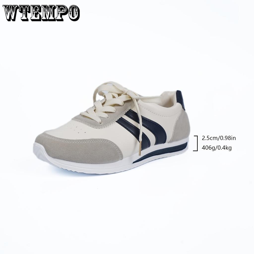 Women's Casual White Sneakers with Blue Accents - Breathable & Comfortable Lace-Up Running Shoes, Low-Top Fitness & Travel Footwear, Soft Rubber Sole