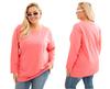 Women's Plus Size Cotton T-shirt with Round Neck Pink 2XL/3XL