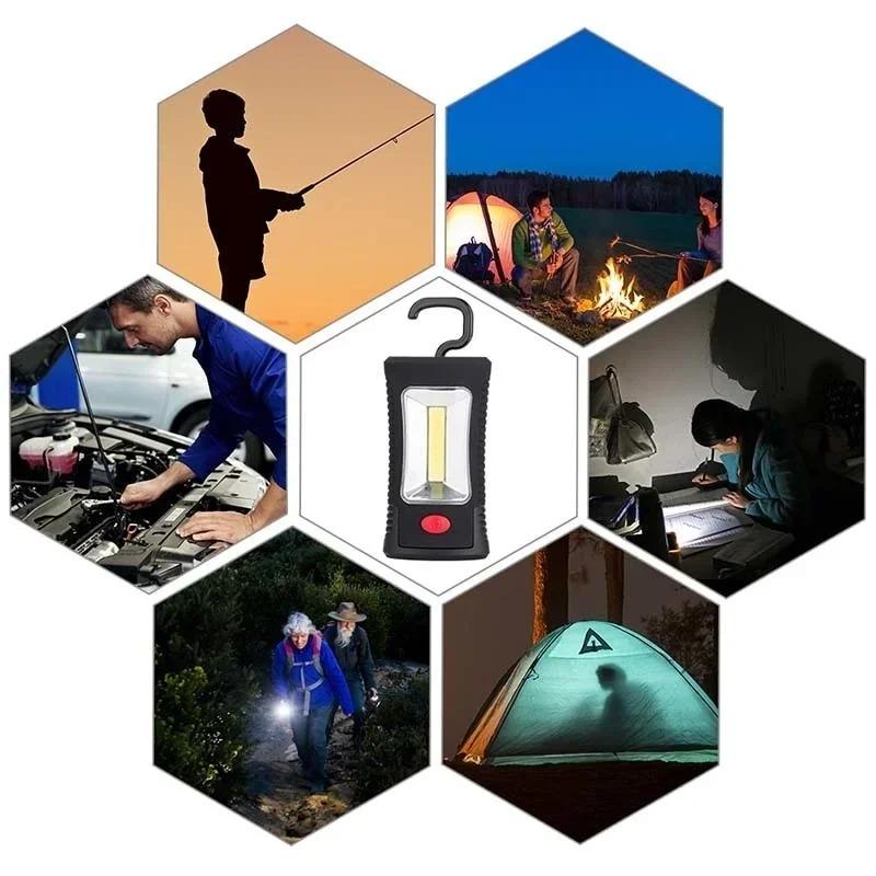 2 Mode COB LED Magnetic Working Folding Hook Pocket Torch Handy Lamp Camping Tent Light Emergency Inspection Lanterna