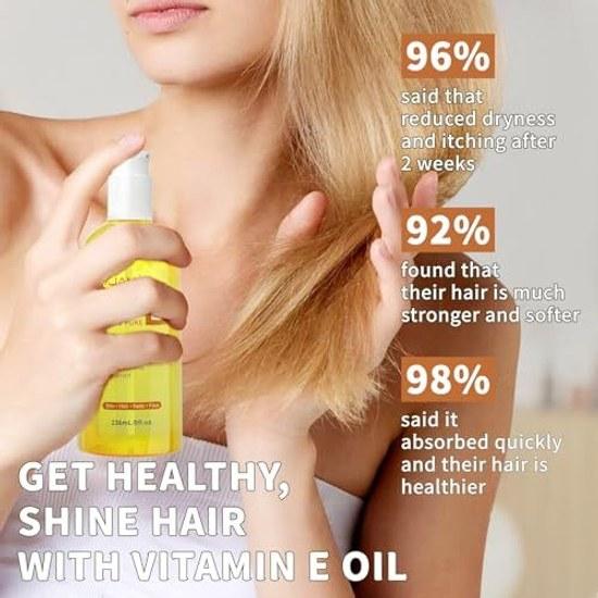MAYJAM Organic Vitamin E Oil 50000 IU 236 ml Dryness Shine Firmness Face Hair Nails Scalp Body Massage Skincare