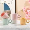 High-Value Striped Mug, Girls' Household Ceramic Cup, Couple'S Teacup, Large-Capacity Coffee, Breakfast Cup, Gift.