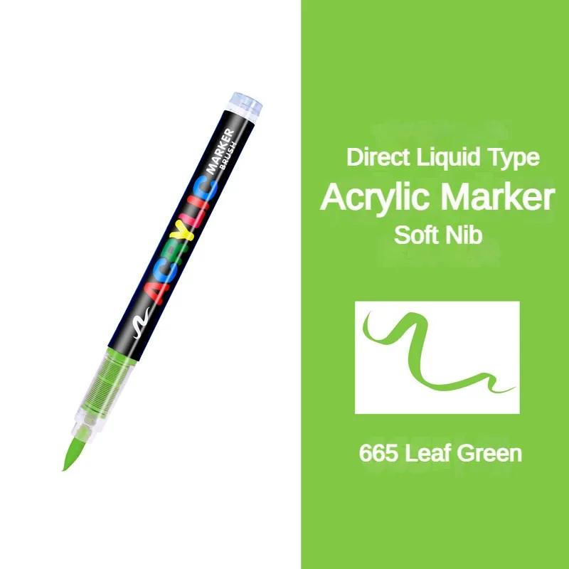 GUANGNA 16 Colors Direct-liquid Acrylic Marker Pen Waterproof Pen Soft Brush Nib for Glass Stone Metal Art Supplies Stationery