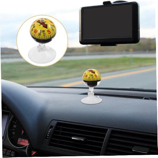 Car Guide Ball Compass with Strong Suction Cup 2.83In Portable Vehicle Compass for Automotive Interior Navigation and Outdoor Use