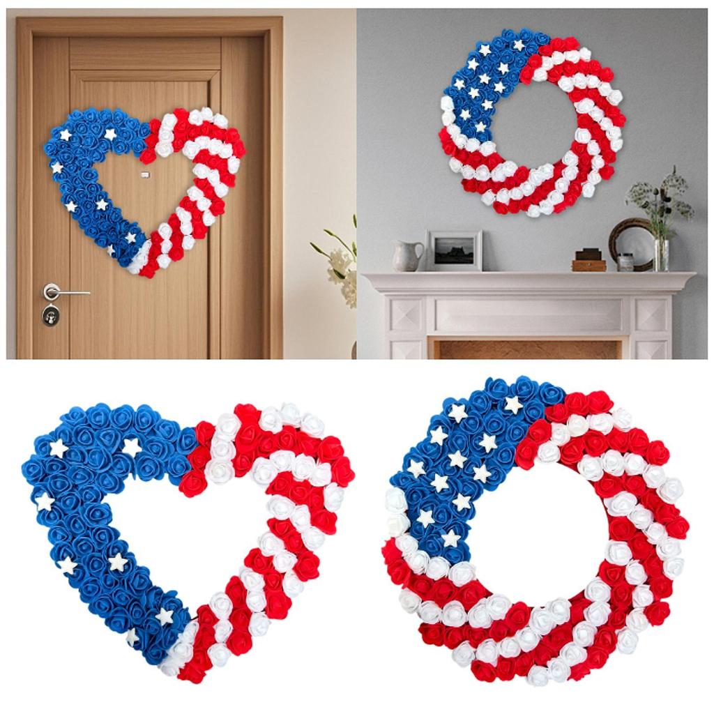 Patriotic Wreath Patriotic Americana Wreath Memorial Day Artificial Flower for Home Flag Day Memorial Day Veterans Day Decor